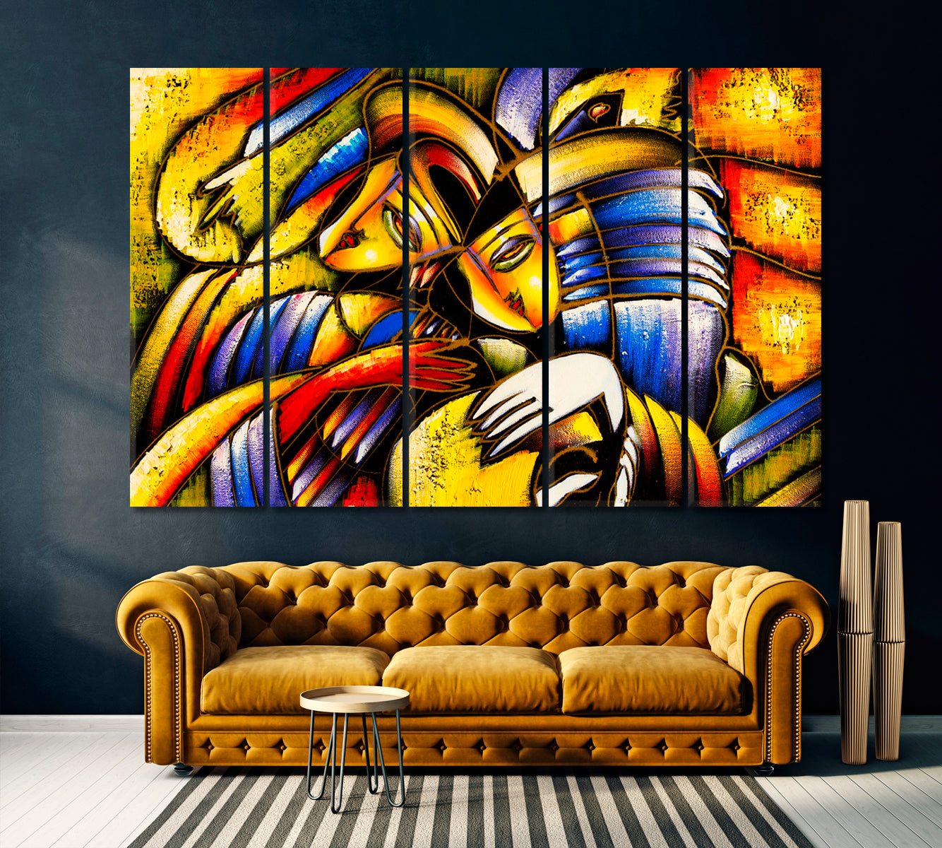 Abstract Faces Canvas Print ArtLexy 5 Panels 36"x24" inches 