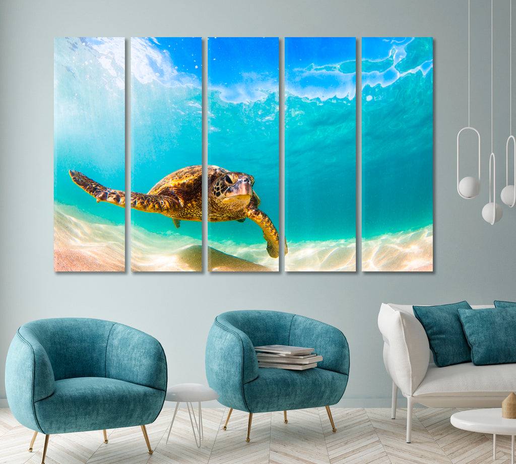 Hawaiian Green Sea Turtle Pacific Ocean Hawaii Canvas Print ArtLexy   