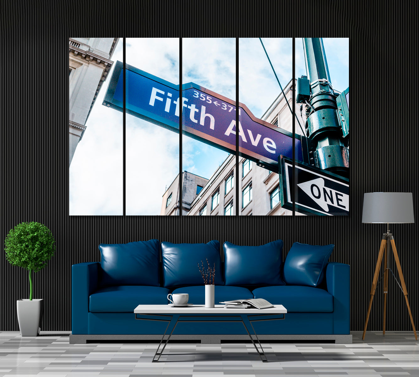 5th Avenue Sign New York Canvas Print ArtLexy 5 Panels 36"x24" inches 
