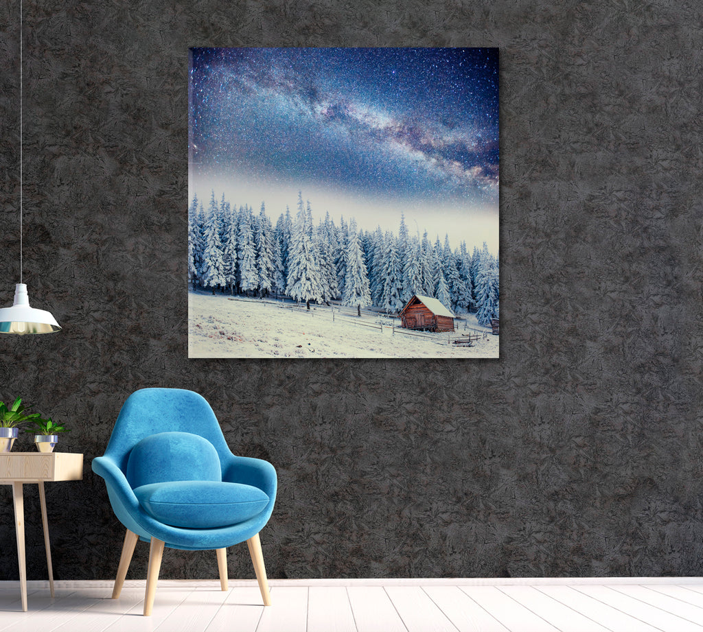 Chalets in Mountains Canvas Print ArtLexy 1 Panel 12"x12" inches 
