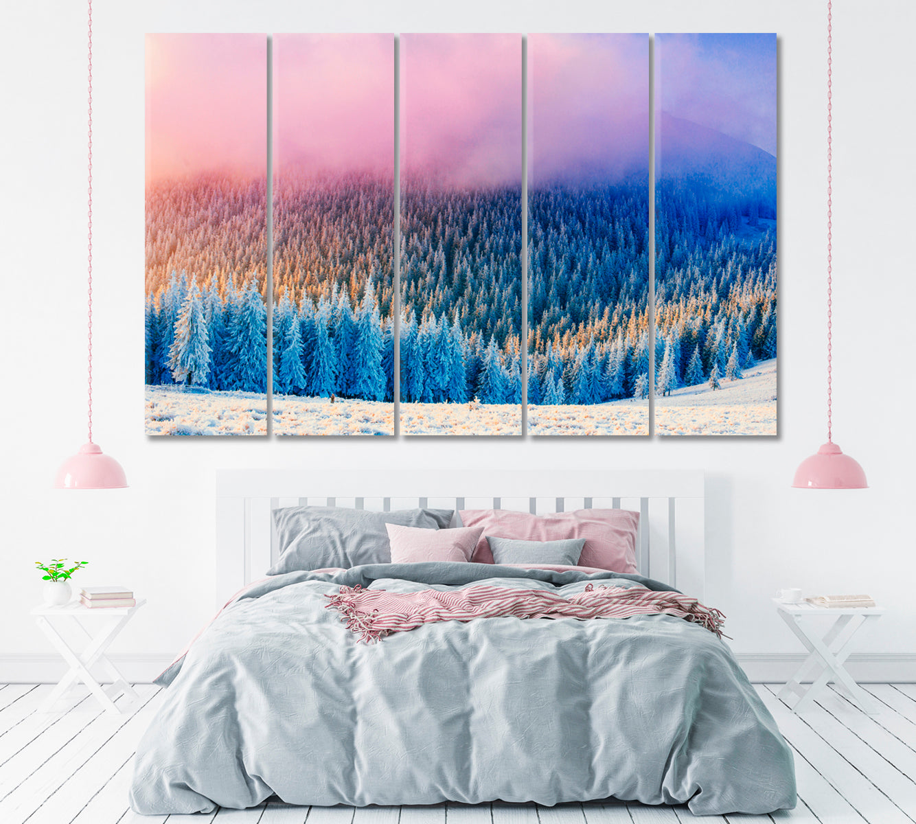 Winter Forest in Austria Alps Canvas Print ArtLexy 5 Panels 36"x24" inches 