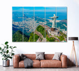 Christ Redeemer and Corcovado Mountain Rio de Janeiro Brazil Canvas Print ArtLexy 5 Panels 36"x24" inches 