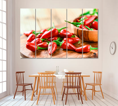 Spicy Chili Peppers Canvas Print ArtLexy 5 Panels 36"x24" inches 