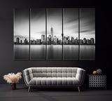 Lower Manhattan in Black and White Canvas Print ArtLexy 5 Panels 36"x24" inches 