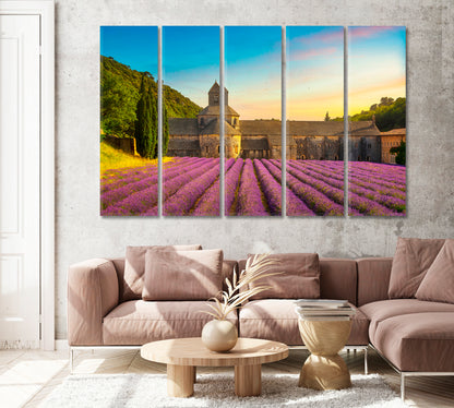 Senanque Abbey with Lavender Field Provence France Canvas Print ArtLexy 5 Panels 36"x24" inches 