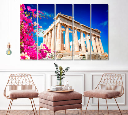 Parthenon Temple Athens Greece Canvas Print ArtLexy 5 Panels 36"x24" inches 