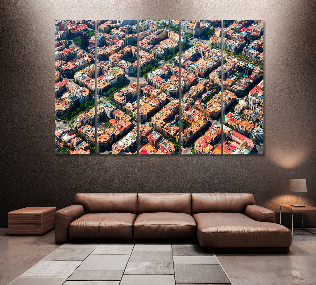 Eixample District Barcelona Spain Canvas Print ArtLexy 5 Panels 36"x24" inches 