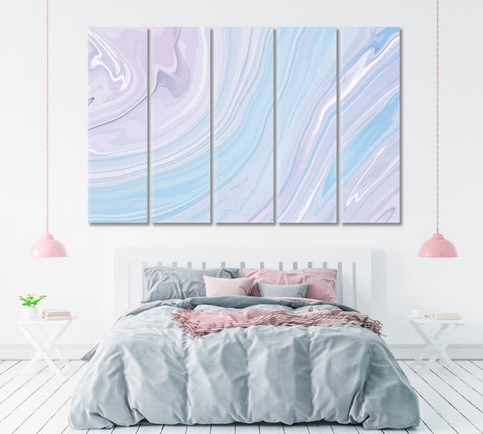 Pastel Blue and Pink Waves and Swirls Canvas Print ArtLexy 5 Panels 36"x24" inches 