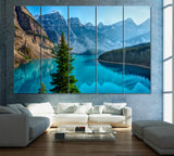 Moraine Lake Banff National Park Canada Alberta Canvas Print ArtLexy 5 Panels 36"x24" inches 