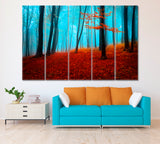 Autumn Forest Canvas Print ArtLexy 5 Panels 36"x24" inches 