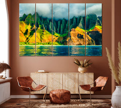 Na Pali Coast State Park Hawaii Canvas Print ArtLexy 5 Panels 36"x24" inches 
