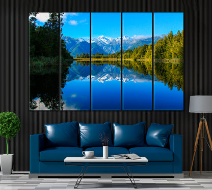 Amazing Landscape of Lake Matheson New Zealand Canvas Print ArtLexy 5 Panels 36"x24" inches 