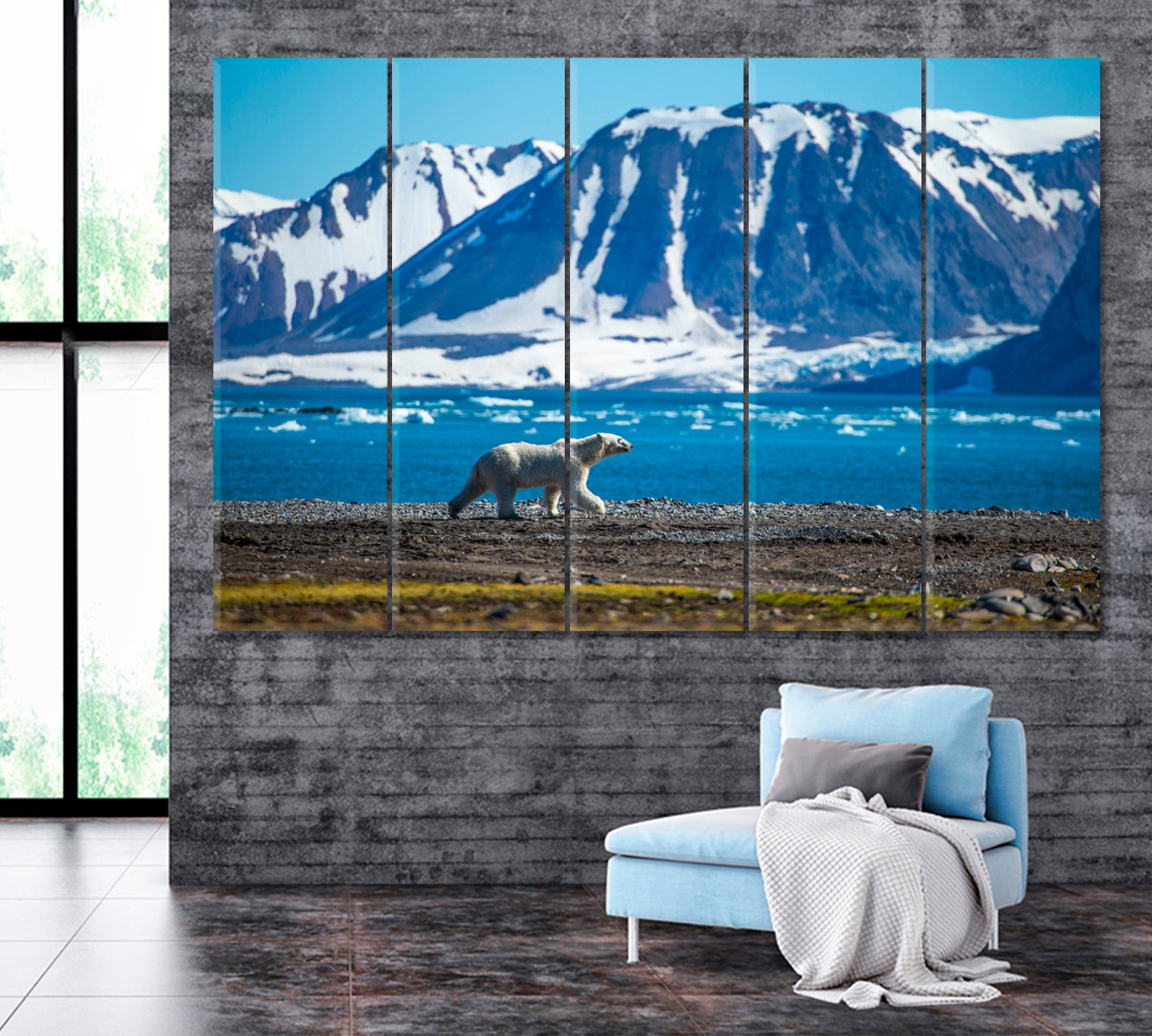 Polar Bear Spitsbergen Canvas Print ArtLexy 5 Panels 36"x24" inches 