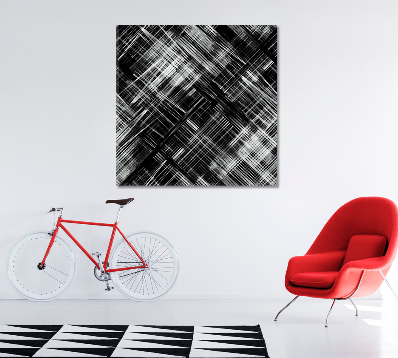 Black and White Abstraction Canvas Print ArtLexy 1 Panel 12"x12" inches 