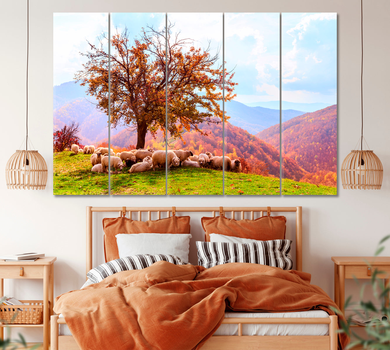 Sheep in Romanian Carpathians Canvas Print ArtLexy 5 Panels 36"x24" inches 