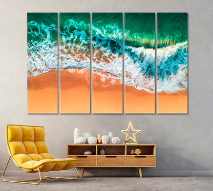 Sea Waves Canvas Print ArtLexy 5 Panels 36"x24" inches 