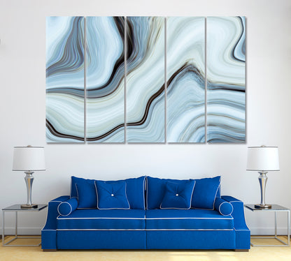 Blue Marble Abstract Pattern Canvas Print ArtLexy 5 Panels 36"x24" inches 