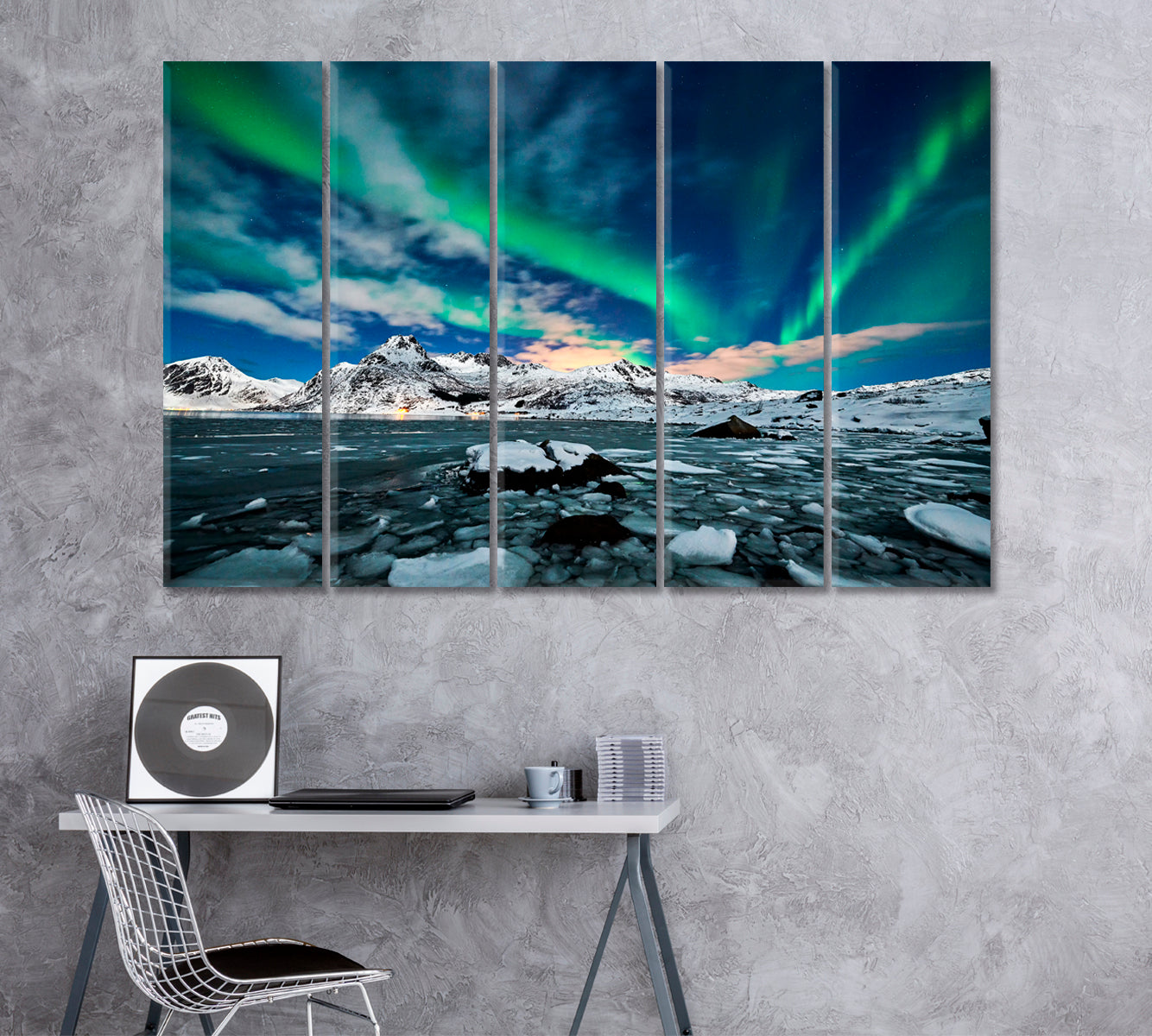 Aurora Borealis Norway Canvas Print ArtLexy 5 Panels 36"x24" inches 