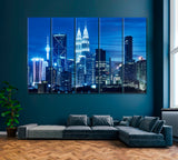 Kuala Lumpur Skyline at Night Canvas Print ArtLexy 5 Panels 36"x24" inches 