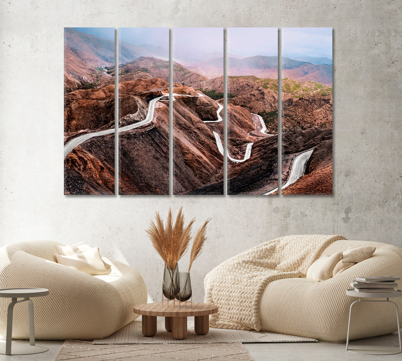 Morocco Atlas Mountains Road Canvas Print ArtLexy 5 Panels 36"x24" inches 