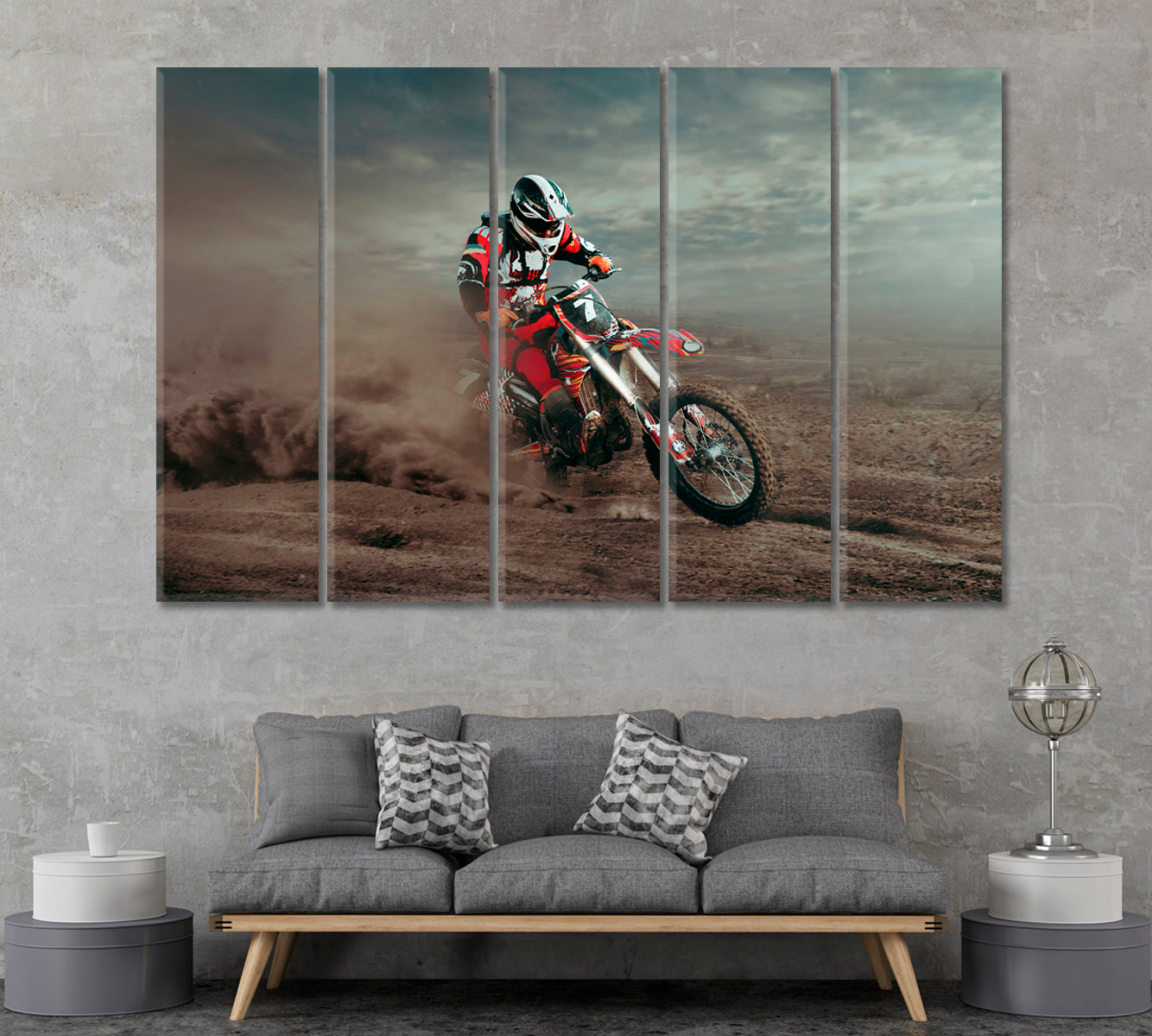 Motocross Canvas Print ArtLexy 5 Panels 36"x24" inches 