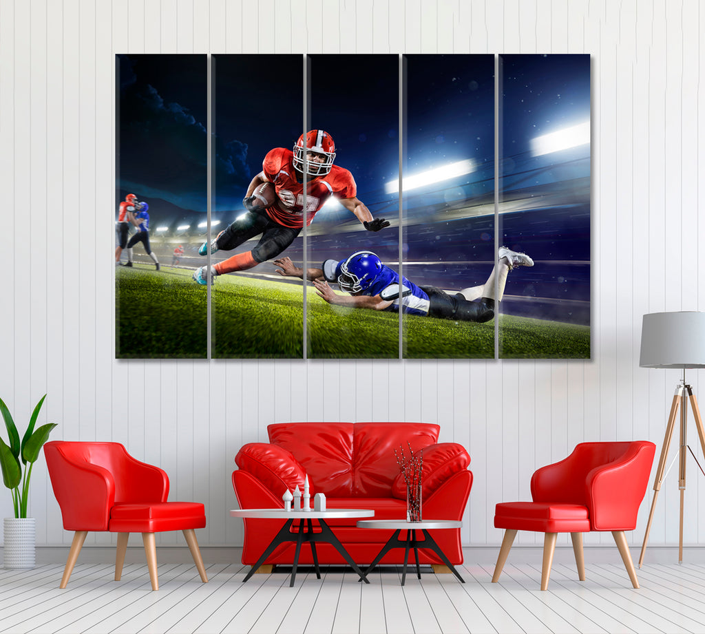 American Football Players in Action Canvas Print ArtLexy 5 Panels 36"x24" inches 