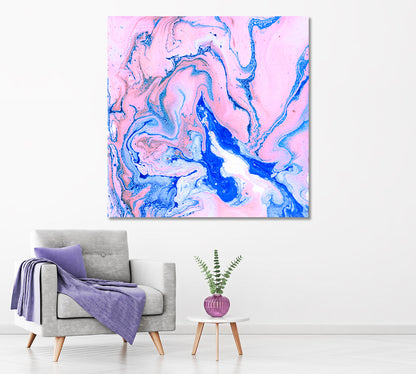 Abstract Blue and Pink Acrylic Marble Canvas Print ArtLexy 1 Panel 12"x12" inches 
