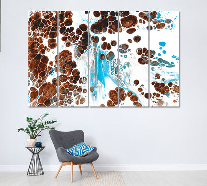 Abstract Bubbles on Liquid Acrylic Paint Canvas Print ArtLexy 5 Panels 36"x24" inches 