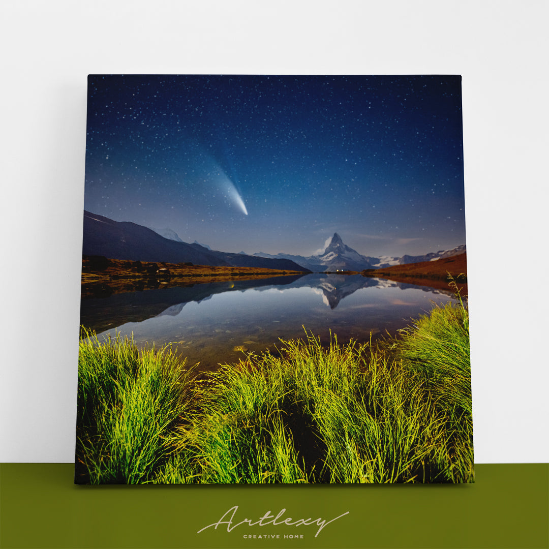 Famous Matterhorn Peak and Stellisee Lake Switzerland Canvas Print ArtLexy   