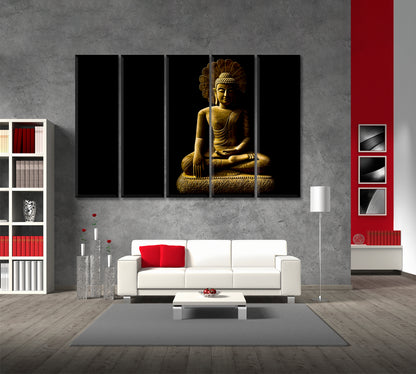Statue of Buddha in Meditation Canvas Print ArtLexy 5 Panels 36"x24" inches 
