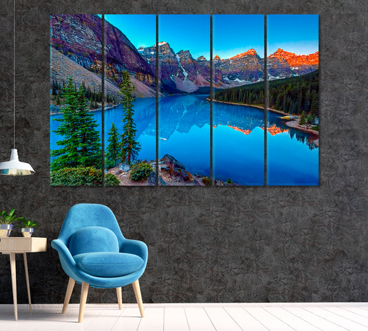 Moraine Lake in Banff National Park Canada Canvas Print ArtLexy 5 Panels 36"x24" inches 
