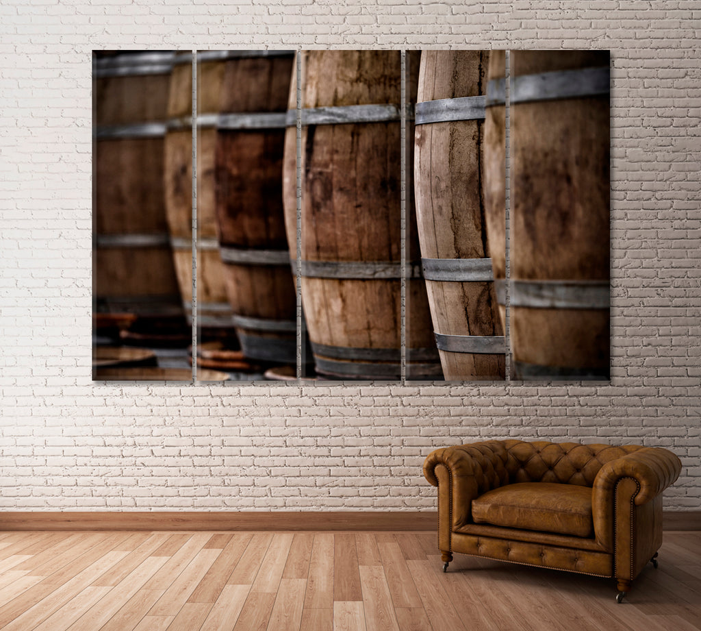 Whiskey Barrel Canvas Print ArtLexy 5 Panels 36"x24" inches 