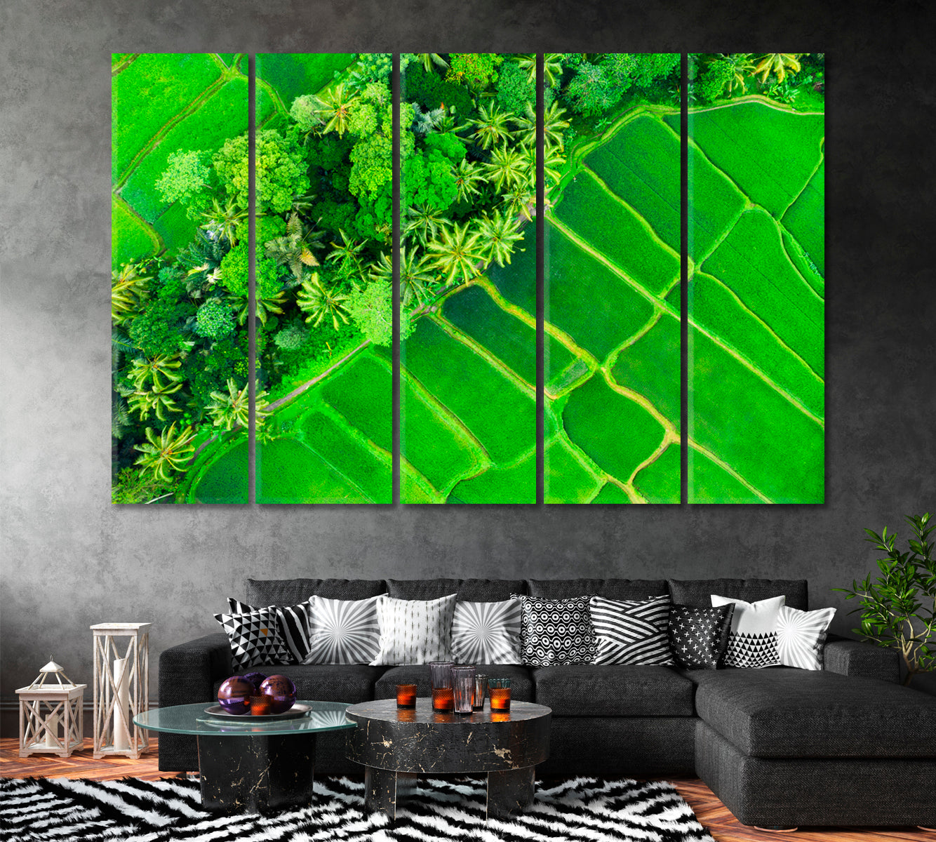 Rice Terraces in Summer Bali Indonesia Canvas Print ArtLexy 5 Panels 36"x24" inches 