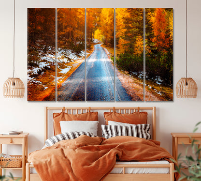 Road In Mountain Forest in Dolomites Alps Canvas Print ArtLexy 5 Panels 36"x24" inches 