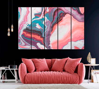 Pastel Colors Abstract Fluid Waves Canvas Print ArtLexy 5 Panels 36"x24" inches 