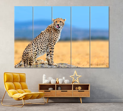 African Cheetah Masai Mara National Park Kenya Africa Canvas Print ArtLexy 5 Panels 36"x24" inches 