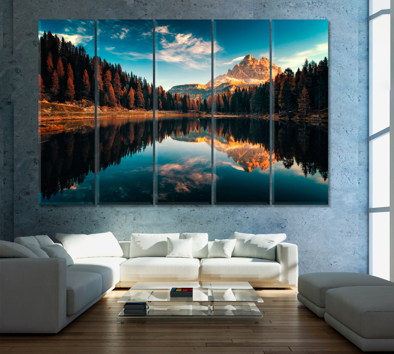 Lake Antorno Dolomites Canvas Print ArtLexy 5 Panels 36"x24" inches 