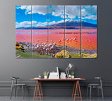 Flamingos in Laguna Colorada Bolivia Canvas Print ArtLexy 5 Panels 36"x24" inches 