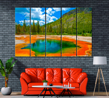 Crested Pool Yellowstone National Park Wyoming Canvas Print ArtLexy 5 Panels 36"x24" inches 
