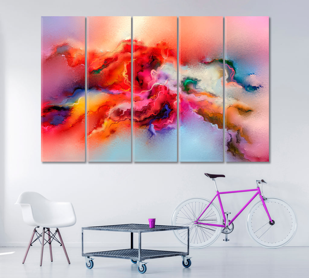 Abstract Contemporary Multicolor Painting Canvas Print ArtLexy 5 Panels 36"x24" inches 