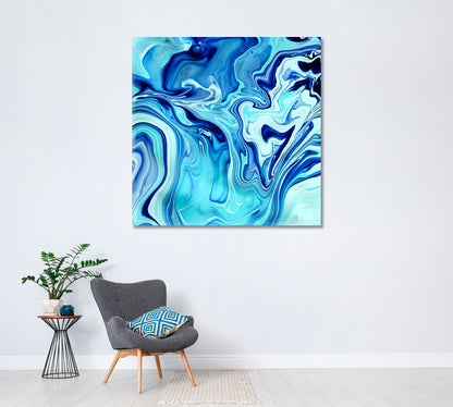 Blue Liquid Marble Canvas Print ArtLexy 1 Panel 12"x12" inches 