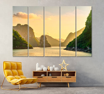 Halong Bay Vietnam Canvas Print ArtLexy 5 Panels 36"x24" inches 