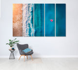 Seascape with Girl on Pink Swimming Ring Canvas Print ArtLexy 5 Panels 36"x24" inches 