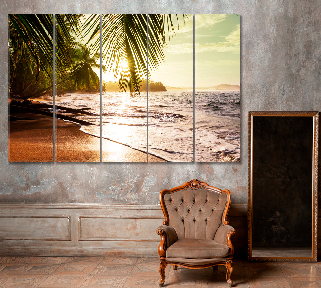 Tropical Coast Costa Rica Canvas Print ArtLexy 5 Panels 36"x24" inches 