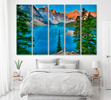 Moraine Lake and Rocky Mountains Alberta Canada Canvas Print ArtLexy 5 Panels 36"x24" inches 