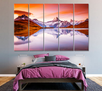Swiss Alps Mountains Landscape Canvas Print ArtLexy 5 Panels 36"x24" inches 