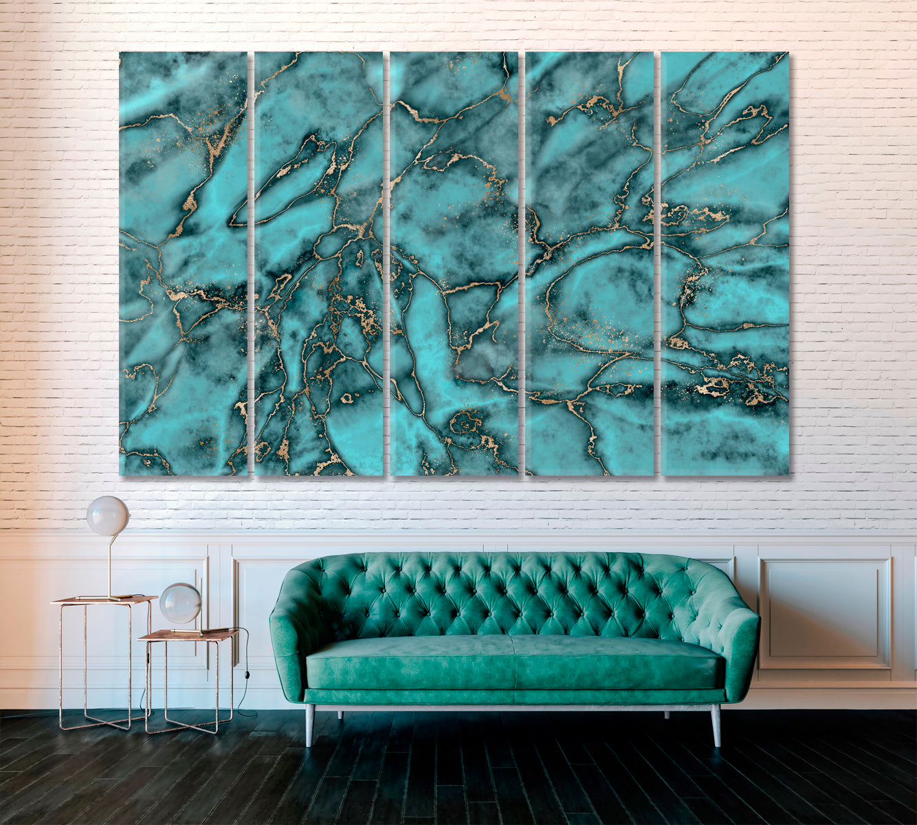 Marble Stone with Gold Veins Canvas Print ArtLexy 5 Panels 36"x24" inches 