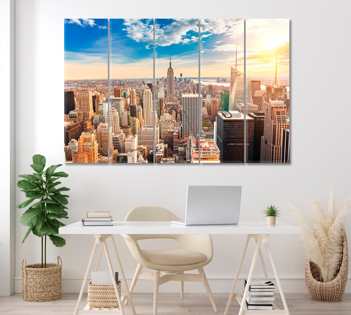 New York City Manhattan Canvas Print ArtLexy 5 Panels 36"x24" inches 