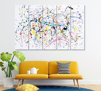 Abstract Watercolour Splashes and Drips Canvas Print ArtLexy 5 Panels 36"x24" inches 