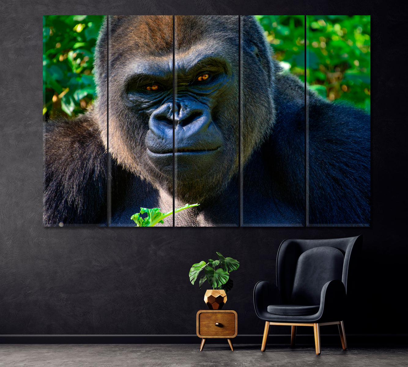 Gorilla Smiles Canvas Print ArtLexy 5 Panels 36"x24" inches 